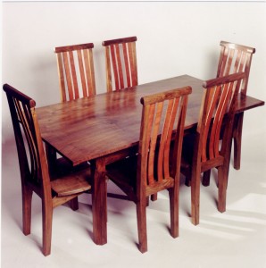 Image of Dining table and chairs in Walnut